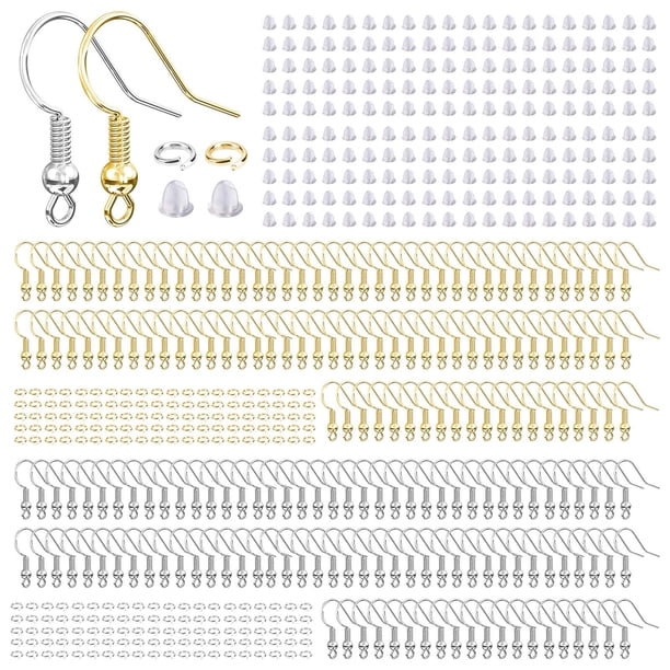 Kit de ganchos para aretes Aiythouy de 600 piezas hipoalergénicos color plata