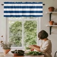 thumbnail image 5 of Classical Stripe Window Valance Curtain Navy Blue Rod Pocket Short Curtain for Living Room, Bedroom & Kitchen Window Decor 60x18in, 5 of 8