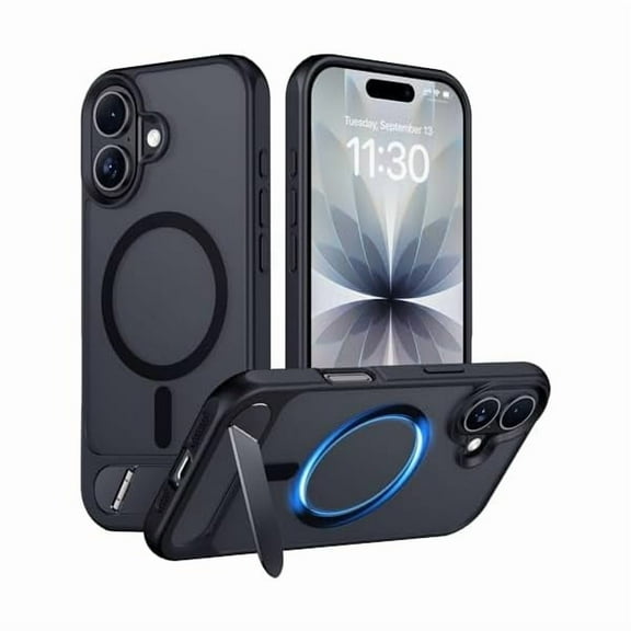 1997 Designed for iPhone 17 Case, [Built-in Invisible Kickstand][Compatible with MagSafe][Military Grade Shockproof] Slim Translucent Matte Phone Case for iPhone 17 6.3 inch (Black)
