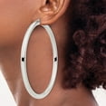 thumbnail image 3 of 925 Sterling Silver Women's Anti-Tarnish Coating Classic Tube 5mm Round Hoop Earrings | 80mm, 3 of 4