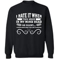 thumbnail image 2 of OXI Crewneck Sweatshirt - I Hate This Voice In My Head, Basic Casual Sweatshirts for Men's and Women Fleece Sweatshirt Long Sleeve - Black Small, 2 of 2