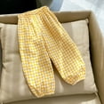 thumbnail image 4 of Kndvns Toddler Baby Girl Boy Classic Pants Plaid Elastic Jogger Gingham Long Pants Summer Fall Harem Pants 2025 NEW Yellow 18-24 Months, 4 of 5
