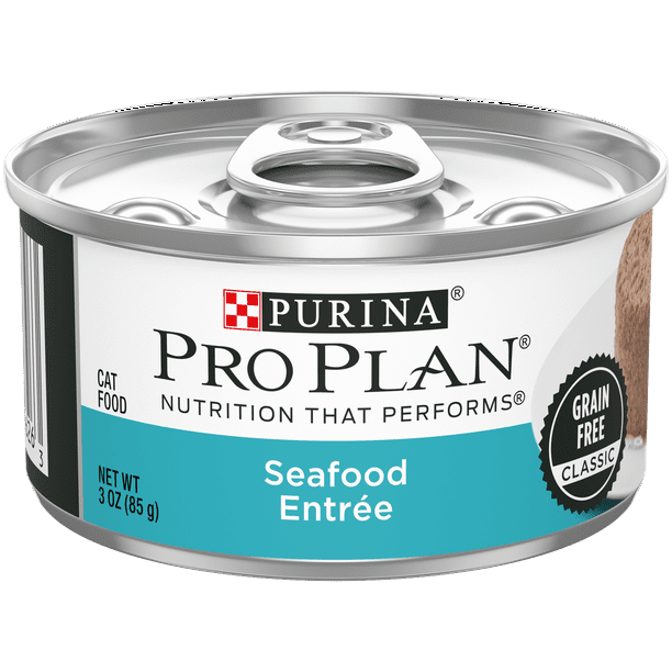(24 Pack) Purina Pro Plan Grain Free Pate Wet Cat Food, Seafood Entree