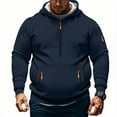 thumbnail image 4 of LODIENY Big and Tall Regular Fit Cargo Hoodie Tops for Men Casual Long Sleeve Half Zip up Hooded Pullover Sweatshirts Trendy Oversized Baggy Outwear Coat with Pockets Dark Blue L, 4 of 7