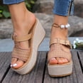 thumbnail image 2 of KEGIRLOM Women's Spring/Summer Fashionable Casual Versatile Solid Colo Wedge Heels Shoes Brown 6.5, 2 of 8