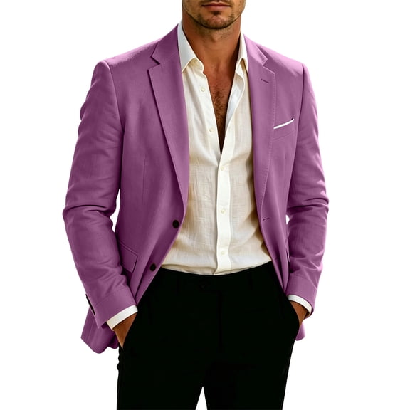 Jackets for Men, Mens Linen Suit Blazer Lightweight Mens Summer Beach Sport Coat Casual Blazer for Men Single Breasted Solid Jacket