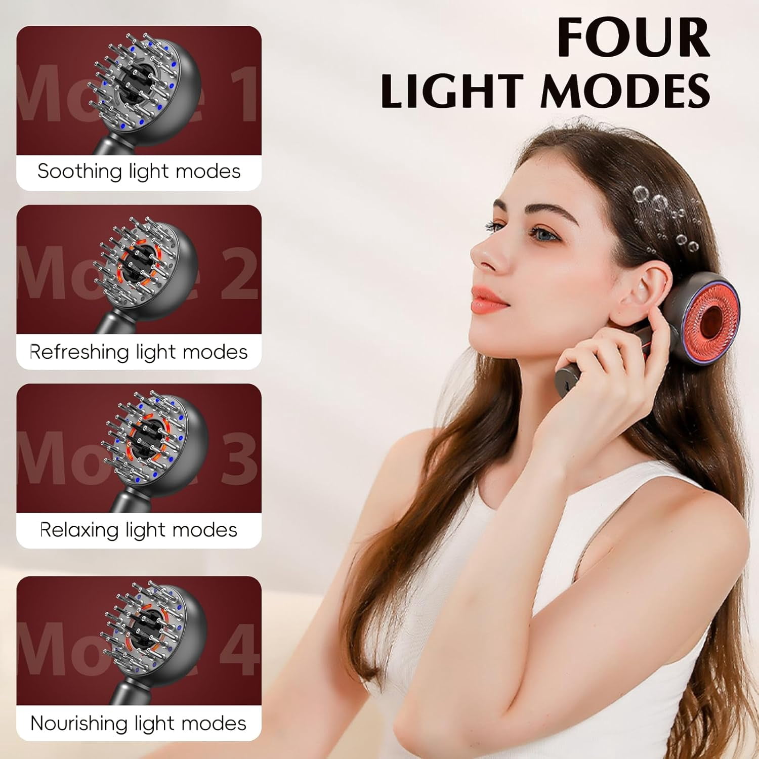 Scalp Massaging Brush: Hair Scalp Electric Massager Oil Applicator with Red Light - Rechargeable Head Relax Deep Massage Comb for Thinning Hair