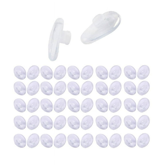 25 Pairs Of Silicone Eyeglass Nose Pads Push In Round 9mm & 5 Pairs Soft Elliptical Silicon Nose Pad for Glasses (Transparent)