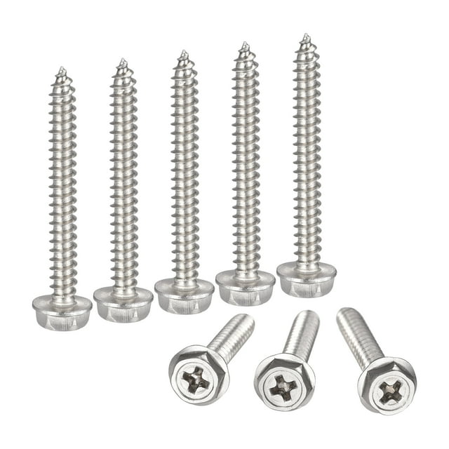 Unique Bargains Rondelle Hexagonale Phillips en Acier Inoxydable 304 M4 x 35 mm à Vis Autotaraudeuses, Lot de 25