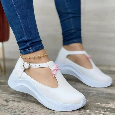 

EQWLJWE Women s Ladies Shoes Casual Daily Buckle Closed Toe Platform Sneakers Women s Flat Shoes Holiday Clearance