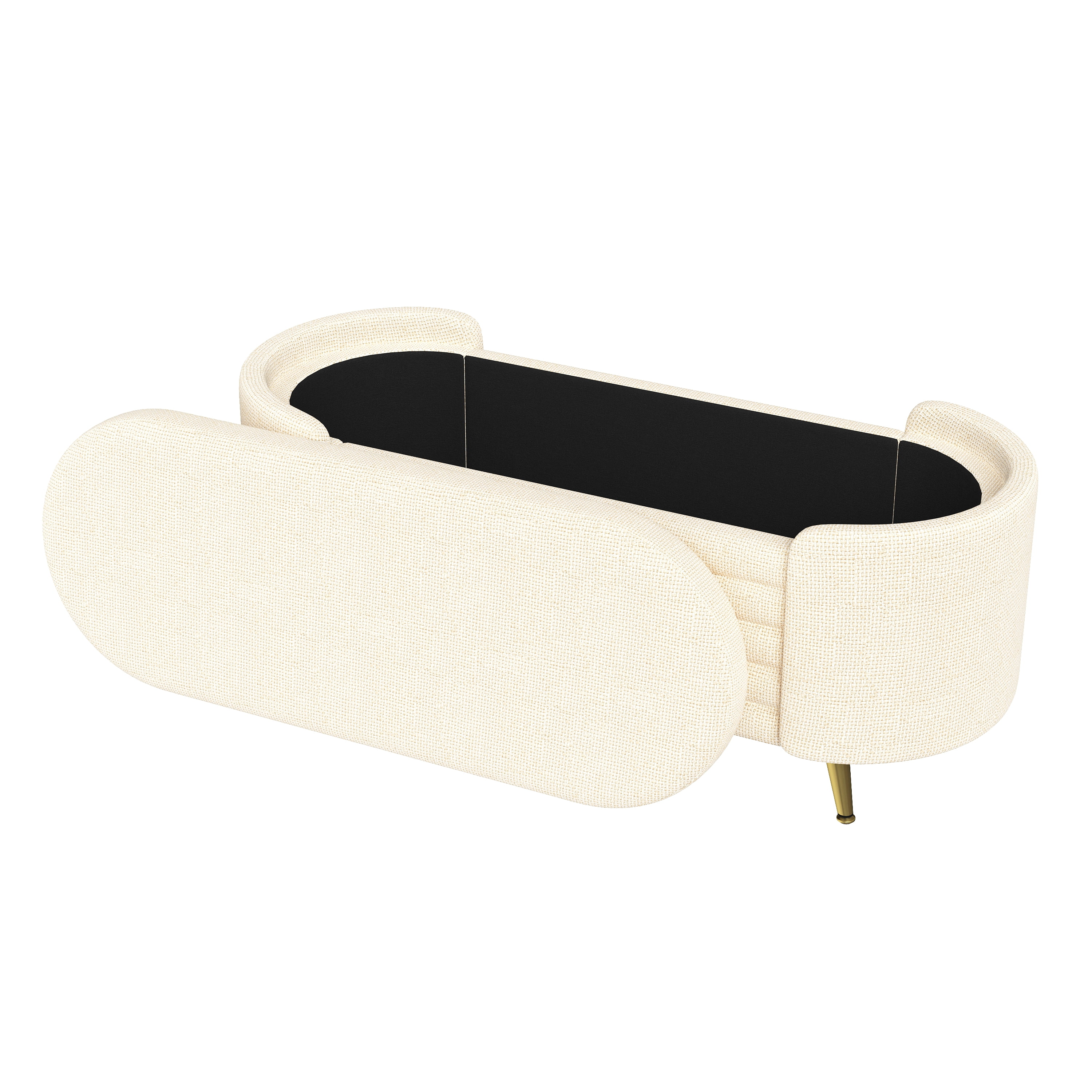 Euroco Modern Storage Ottoman Upholstered Storage Bench End of Bed Bench Entryway Shoe Bench for Living Room, Bedroom and Entryway, Beige