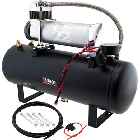 Vixen Air 2.5 Gallon (10 Liter) Air Suspension/Train Horn Tank with 200 PSI Compressor Onboard System/Kit 12V