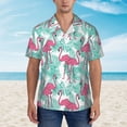 thumbnail image 4 of Fotbe Flamingo Hawaiian Shirt for Men Unisex Summer Beach Casual Short Sleeve Cotton Linen Button Down Shirts-X-Large, 4 of 9