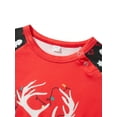 thumbnail image 5 of Christmas Family Pajamas Matching Set, Long Sleeve Deer Print T-shirt with Snow Print Pants Sleepwear Loungewear, 5 of 10