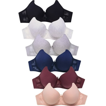 

247 Frenzy Women s Essentials Sofra PACK OF 6 Full Coverage Solid Cotton Blend Bras