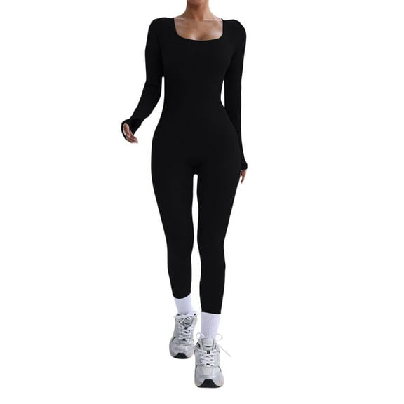 Womens Yoga Outfits,1 Piece Yoga Jumpsuit With Long Sleeve Long Pants,Quick-Drying Tight Fitness Yoga Wear,Comfort Sweatsuits for Women,Size:XXL