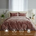thumbnail image 2 of GlowSol 3 Pcs Velvet Duvet Cover Set Queen Size Luxury Soft Flannel Bedding Comforter Cover Set with Button Closure and 8 Corner Ties, Dusty Pink, 2 of 5
