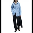 thumbnail image 2 of Camisas Casuales de Mujer, Camisa de Larga con Botones, Moda Deportiva. Azul M, 2 of 8
