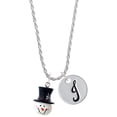 thumbnail image 1 of Delight Jewelry Resin Snowman Head with Top Hat Silvertone Script Initial Disc - J - Charm Necklace, 20"+3", 1 of 4
