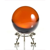 Amlong Crystal Amber Crystal Ball 60mm (2.3 in.) with Silver Flower Stand and Gift Box