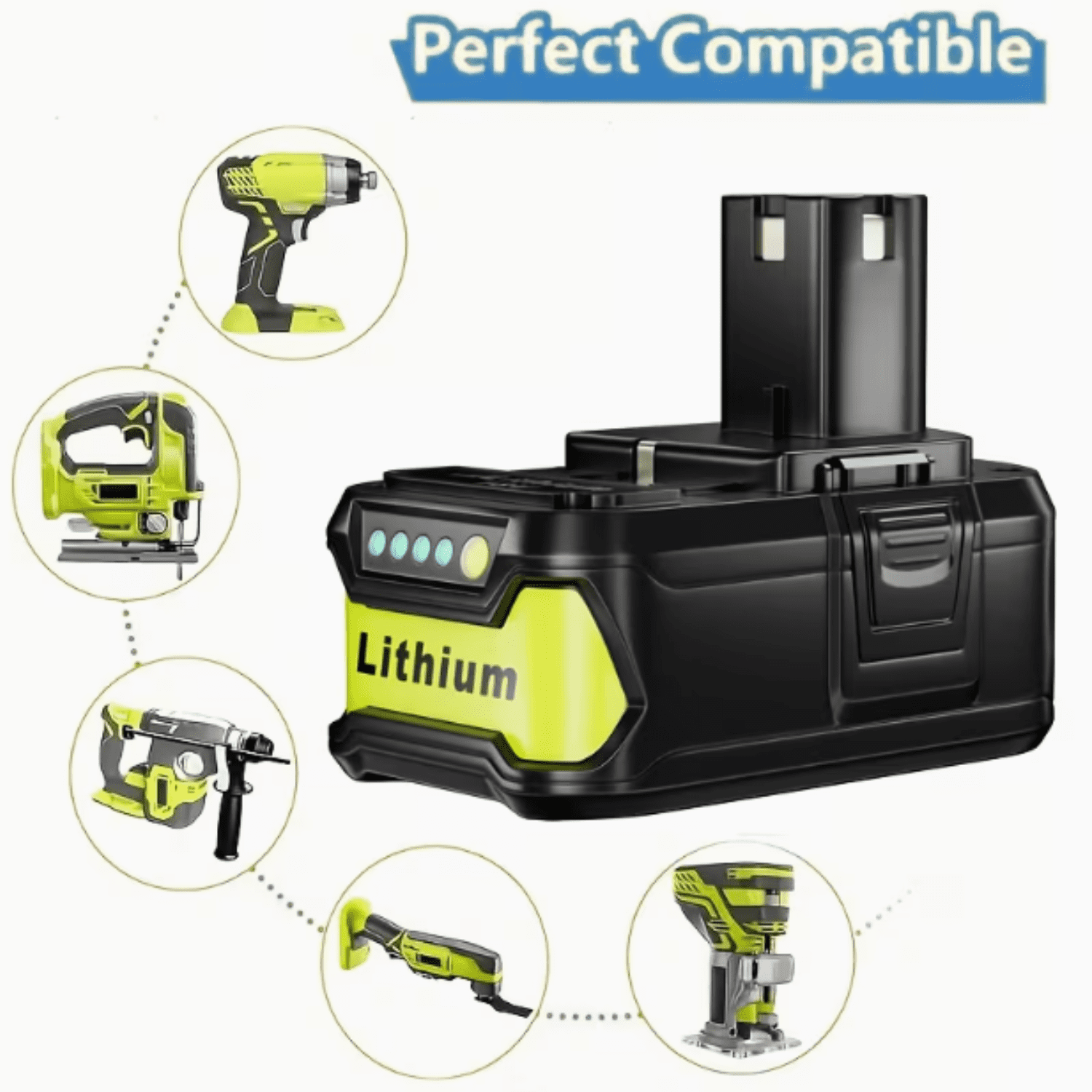 2Pack Upgraded 8.0Ah Replacement for Ryobi 18V Battery Lithium Compatible with Ryobi 18 Volt Battery ONE+ Plus P102 P103 P104 P105 P106 P108 P109 P190 PBP002 PBP005 RB18L50 BPL1820 Tools