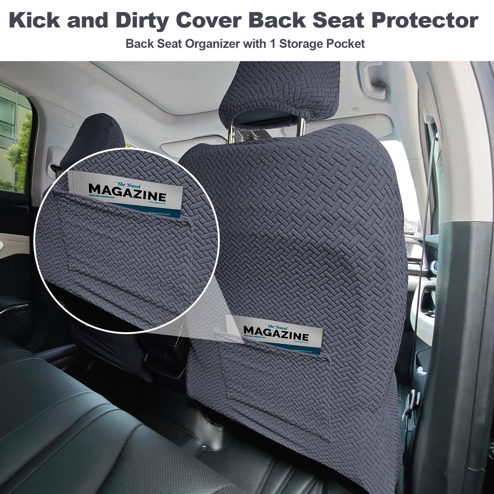 Eurhowing Universal Car Seat Covers, Non-Slip Front Car Seat Covers Set of 2, Breathable Jacquard Auto Seat Protectors for Cars SUV Sedan Truck, Dark Gray