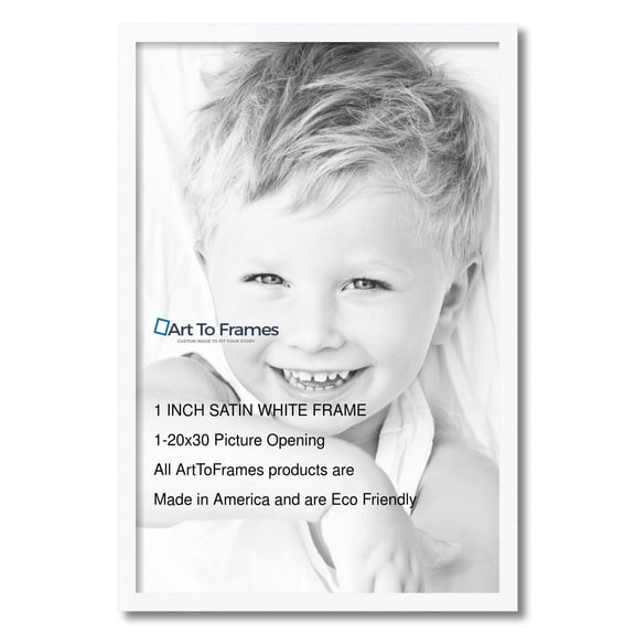 ArtToFrames 20x30 Inch Satin White Picture Frame, This White Wood Poster Frame is Great for Your Art or Photos, Comes with 060 Plexi Glass (4655)