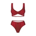 thumbnail image 4 of Daiia Vintage Burgundy Women's Bikini Set Two Piece Swimsuit High Waisted Bikini Adjustable Straps Bikini Perfect for Beach, Pool, and Summer Vacation-Small, 4 of 9