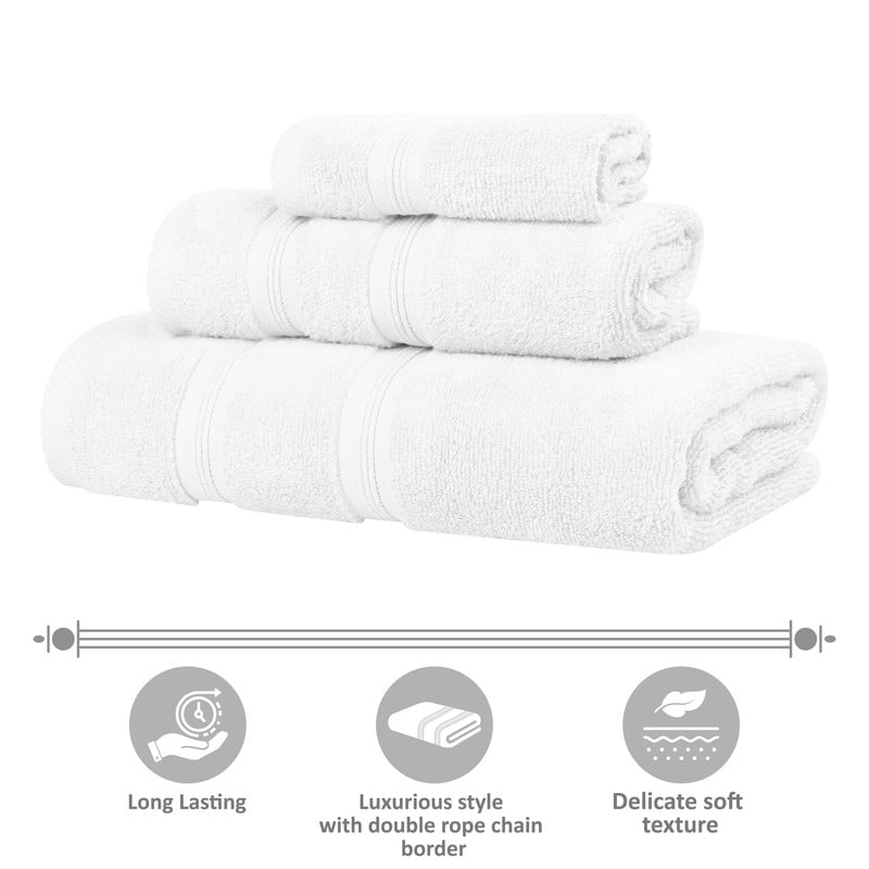 Superior Smart Dry 9-Piece Zero Twist Soft Cotton Towel Set, Quick Dry Fade Resistant, White
