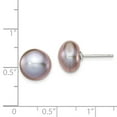 thumbnail image 2 of FB Jewels Sterling Silver 10-11mm Grey FW Cultured Button Pearl Stud Earrings, 2 of 2