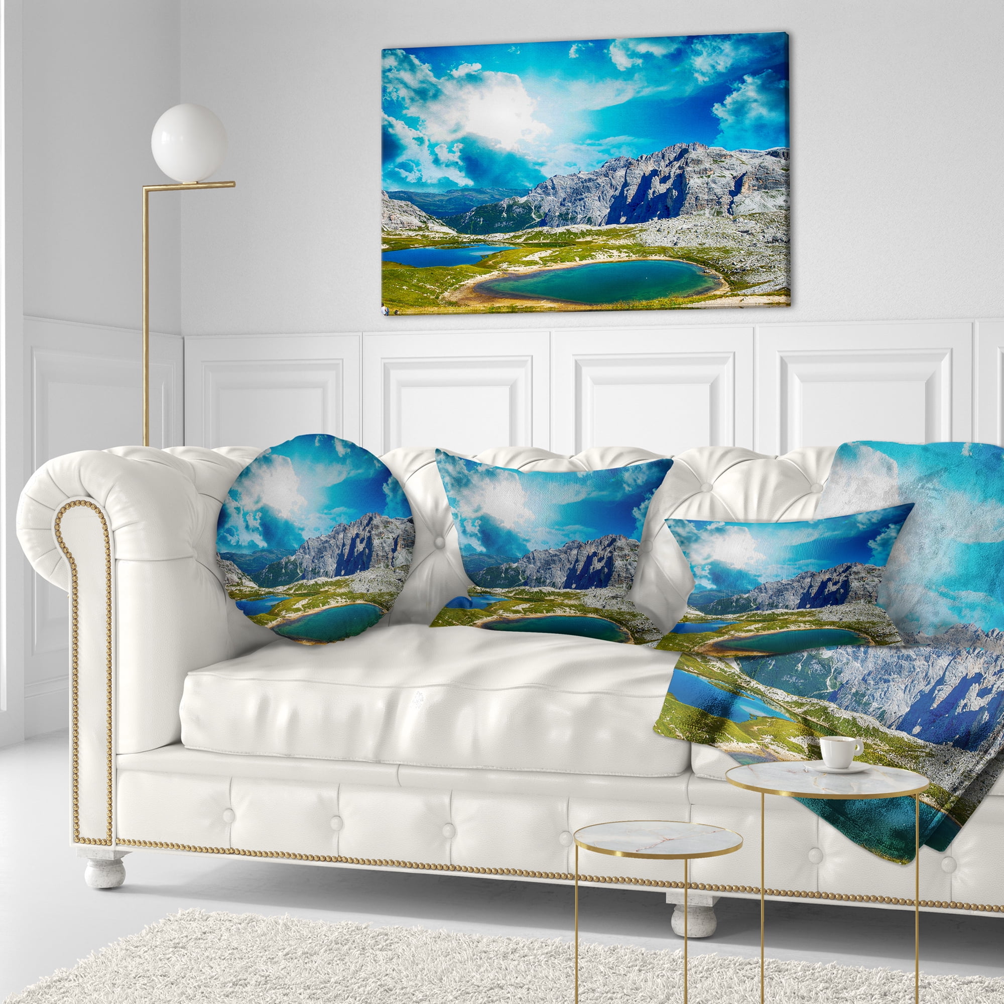 Designart Sunset over Alpine Lakes - Landscape Photography Throw Pillow - 12x20
