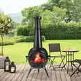 thumbnail image 3 of SinglyFire Chiminea Outdoor Fireplace Wood Burning Chimenea Metal Cast Iron Fire Pit with Cover Rain Lids for Backyard Garden Camping Patio Heater, 3 of 9