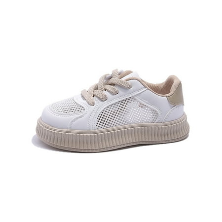 

Lumento Girls Boys Casual Shoes Lace Up Sneakers Mesh Flats Fashion Skate Shoe Running Lightweight Sport Khaki 13C