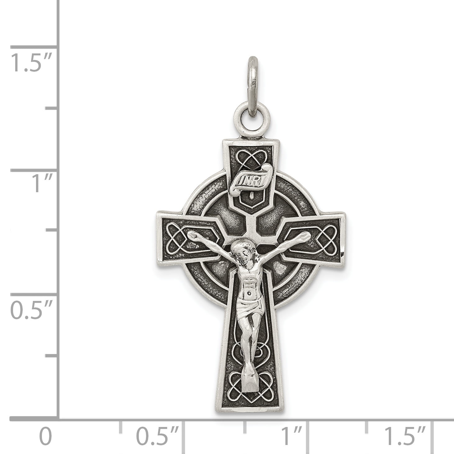 FB Jewels Solid 925 Sterling Silver Antiqued Inri Crucifix Pendant 