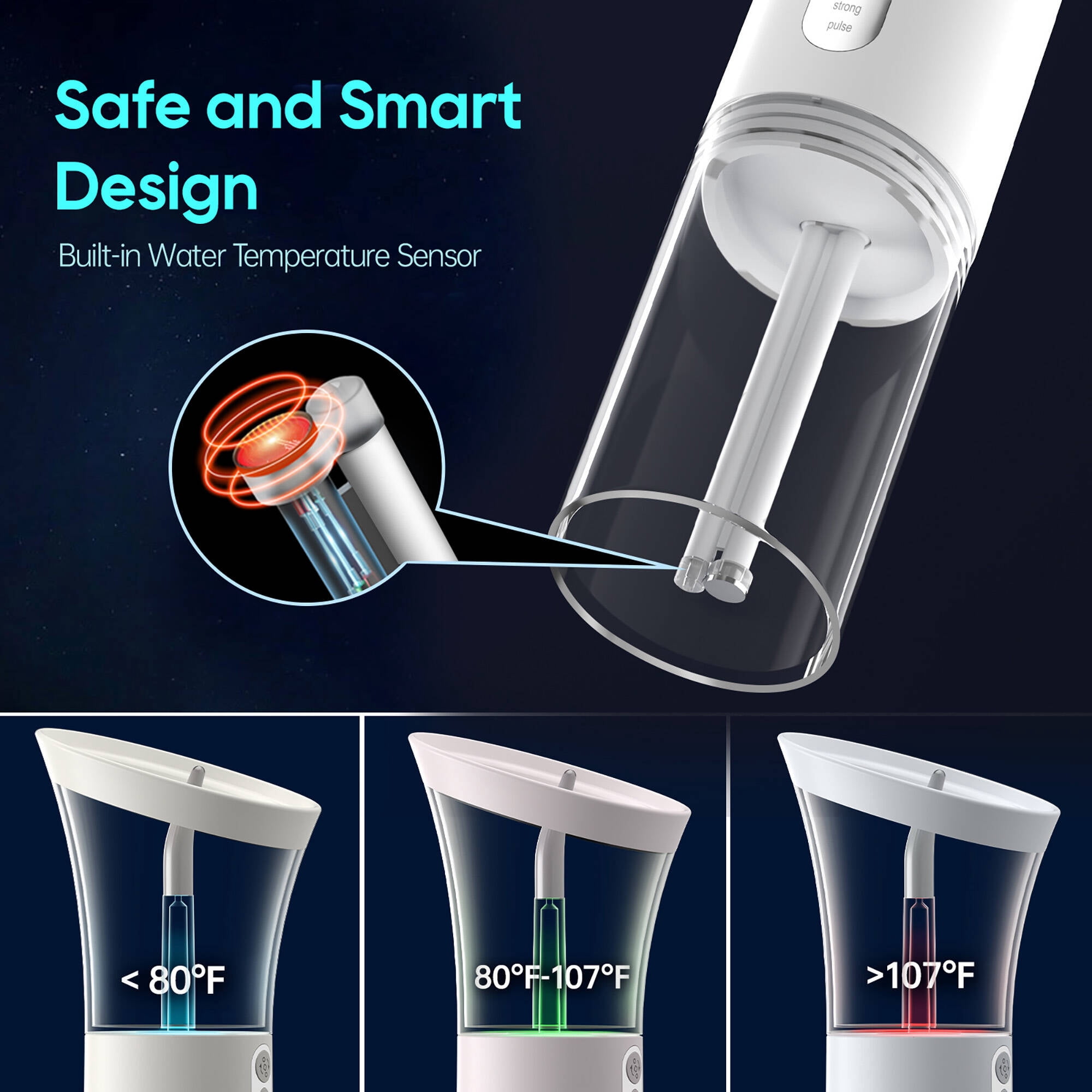 Morfone Ear Wax Removal with One-Piece Waste Tank, Ear Cleaner with Water Temperature Sensor, 4 Pressure Settings, Ear Cleaning Kit for Ear Wax Buildup & USB-C Cable, IPX6, White