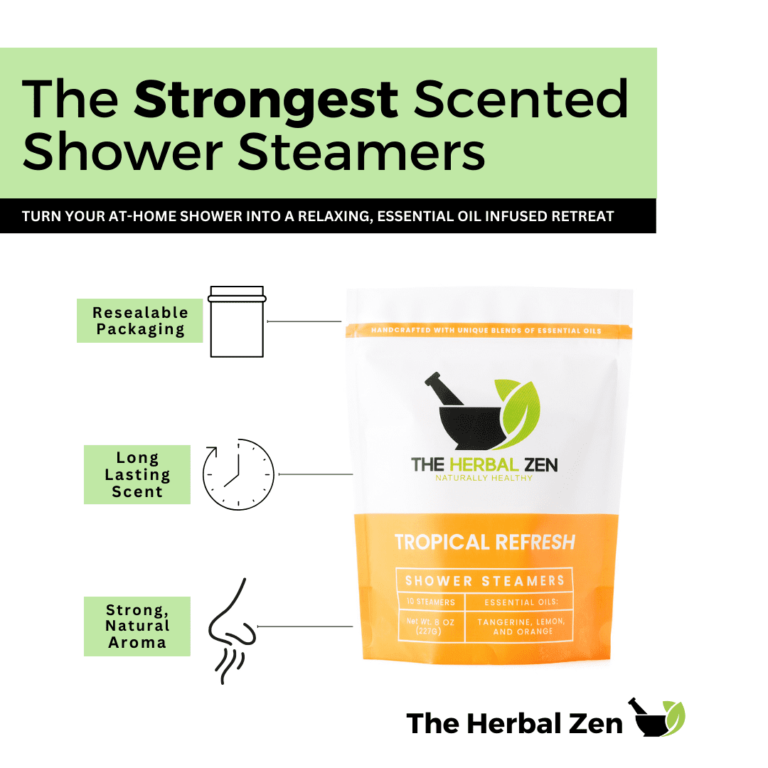 Tropical Refresh Citrus Shower Steamers Aromatherapy - USA Made Mothers Day Gift for Mom - Orange & Lemon Shower Bomb Tablets - Soothing Natural Essential Oils (10 Pack)