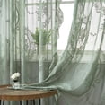 thumbnail image 4 of Xiao Hua Sage Green Lace Chiffon Curtains Long Bohemian Flower Embroidered Curtains 2-piece Bag style Transparent Chiffon Curtains 55.12 * 63 inches, 4 of 5