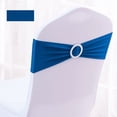 thumbnail image 5 of Funda elástica para silla de hotel con correa de hebilla decorativa y lazo en la espalda, 5 of 5