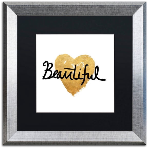 Trademark Fine Art "Beautiful On White" Canvas Art by Lisa Powell Braun, Black Matte, Silver Frame
