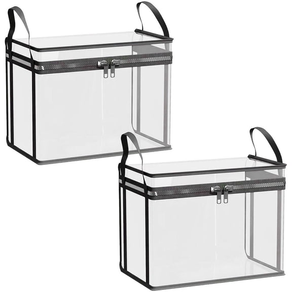 Hzzsbu 2pcs Heavy-duty Transparent Moving Bags Waterproof Storage Bags with Handle and Double Zipper Large Stackable Organizing Box