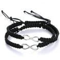 thumbnail image 1 of 2PC/Set Stainless Steel 8 Infinity Couple Bracelet Braided Leather Rope Bracelet Wrist Adjustable Chain for Lover Friendship, 1 of 5