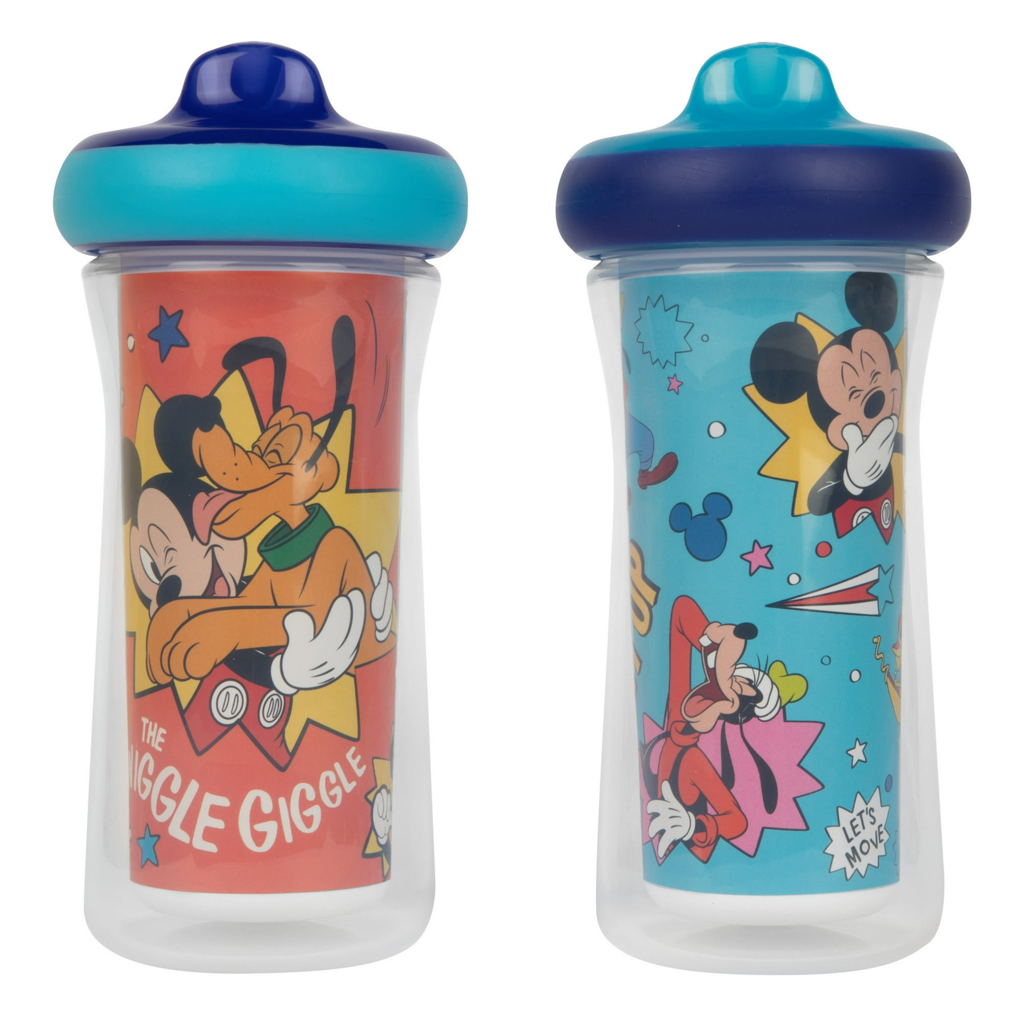 The First Years Disney Mickey Mouse Insulated Sippy Cups — 9 Ounces — 2 Count — Dishwasher Safe Leak and Spill Proof Toddler Cups Made Without BPA