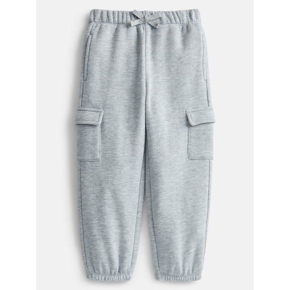 Wonder Nation Toddler Girls Fleece Cargo Jogger Sweatpants, Sizes 12M-5T