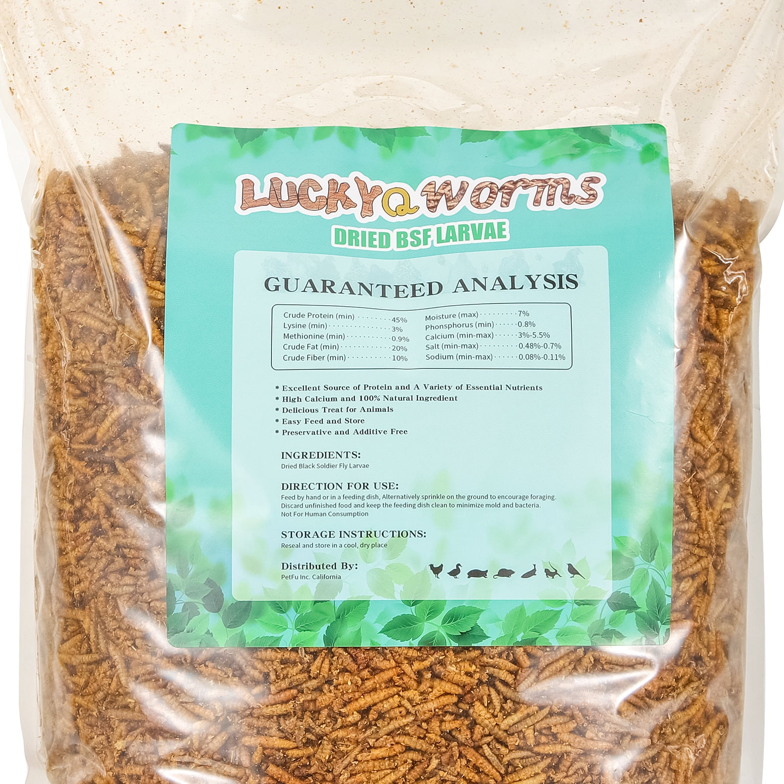 RIDWIND Dried Black Solidier Fly Larvae 44Lbs High-Protein BSF Larvae Chicken Treats Non-GMO BSFL for Chickens Hens, Ducks Wild Birds