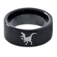 thumbnail image 2 of Tungsten Dinosaur Velociraptor Band Ring 9mm Men Women Comfort Fit Black Flat Cut Brushed Polished, 2 of 4