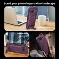 thumbnail image 4 of Dteck Magnetic Case for Google Pixel 9A, Compatible with MagSafe, PU Leather TPU Bumper Shockproof Protective Cover with Kickstand,Darkpurple, 4 of 5