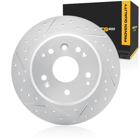 KarParts360 For Acura TL 1999-2008 Brake Rotor Driver Side | Rear | Drilled and Slotted | 64.2 mm / 2.53 in. Center Hole Diameter