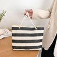 thumbnail image 4 of Bolso de axila para mujer, cerrojo de embrague femenino tejido a rayas a la moda para dama (negro), 4 of 8