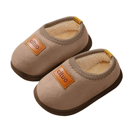 

EUMODR Kids Dinosaur Slippers Baby Winter Shoes Childrens Girl Cotton Shoes Solid Color Fashion Soft Sole Winter Warm Indoor Non Slip Cotton Shoes