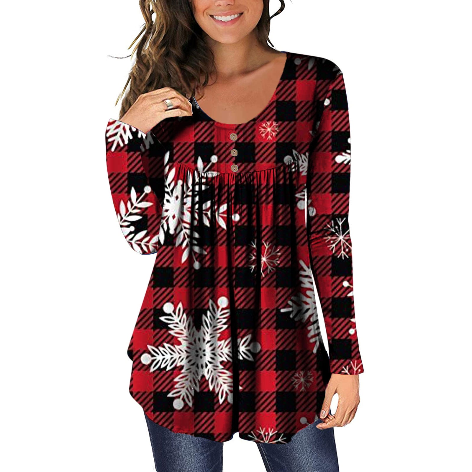 BEFOKA Christmas Sweatshirt Top Blouse for Women Fashion Woman O-Neck Long Sleeve T-Shirt Autumn ...